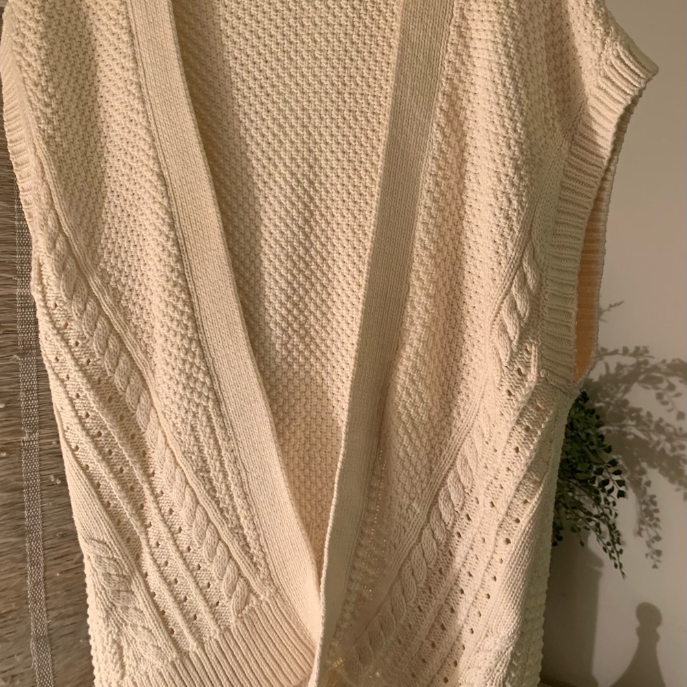 Cable knit cream vest